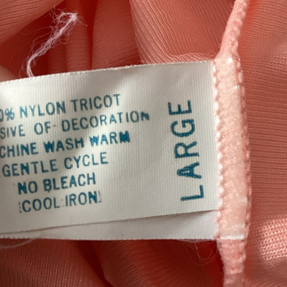VTG 60s KAYSER LIGHT Coral  PINK/PEACH Lace NIGHTGOWN L - Picture 5 of 5